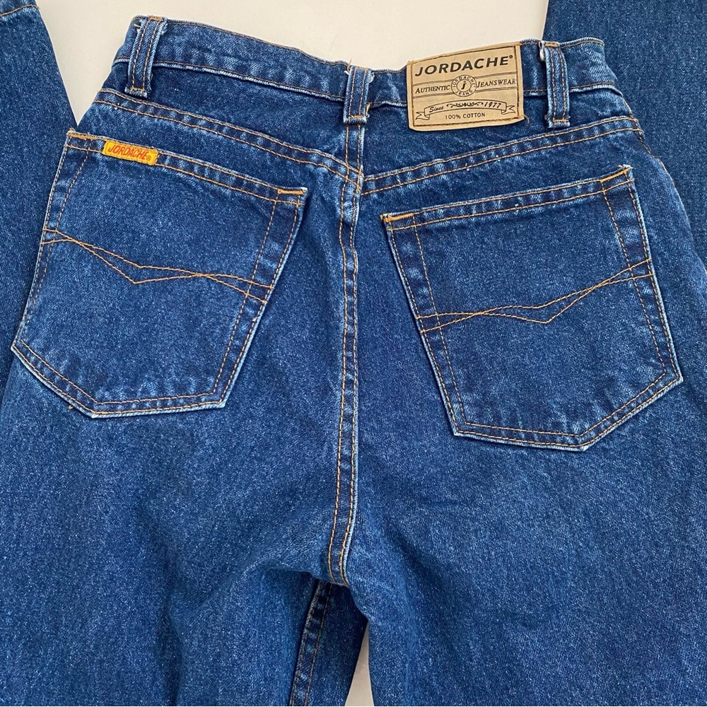 Vintage Jordache tapered leg high rise blue denim jeans, 9/10 - Picture 5 of 13